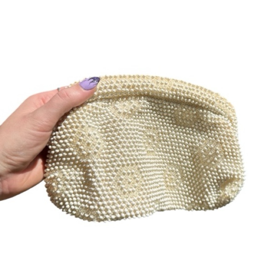 Vintage White Beaded Clutch